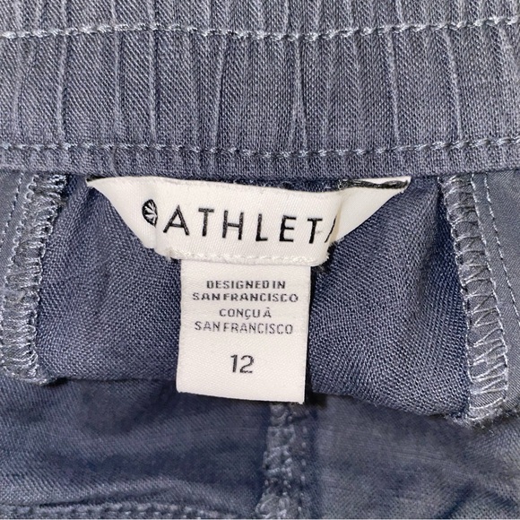 EUC Sz 12 Athleta Voyager Linen Granite Blue Cropped Pants - Picture 12 of 13